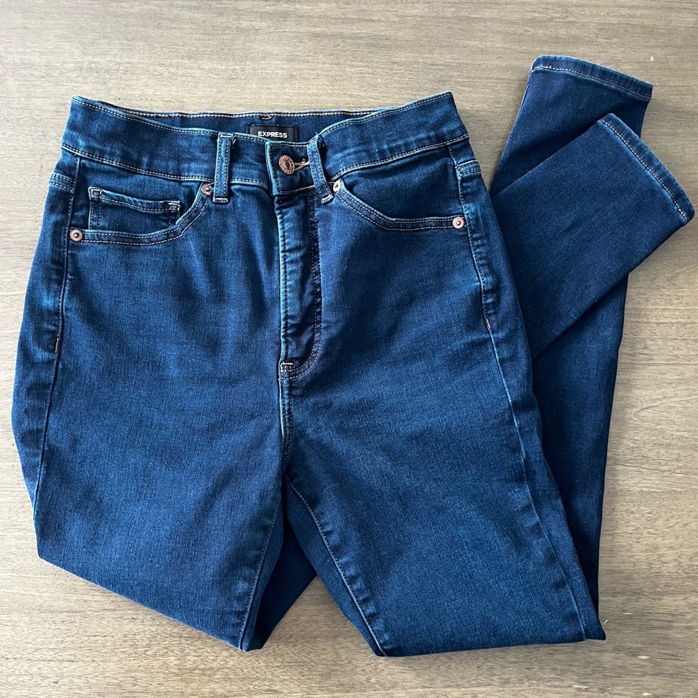 Express Dark Blue Jeans Skinny High Rise 4R